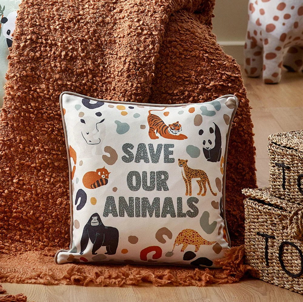 furn (Riva Home) Cushions little furn. Wildlife Save Our Animals Piped Cushion Multicolour