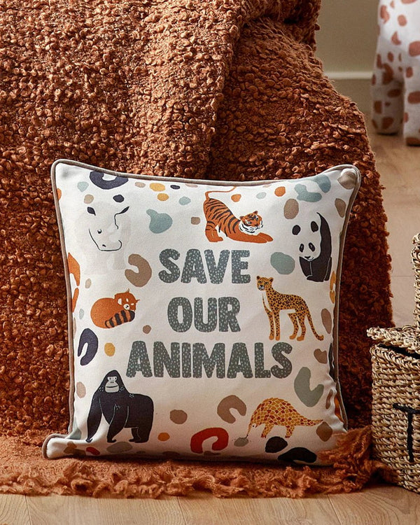 little furn. Wildlife Save Our Animals Piped Cushion Multicolour