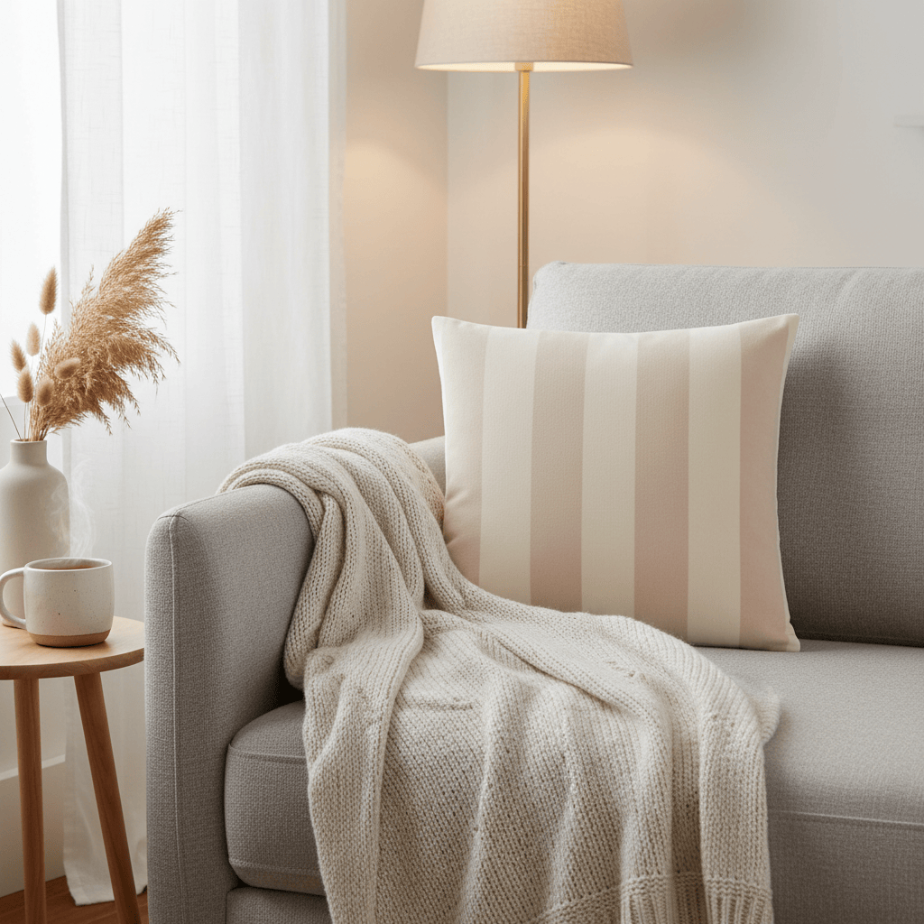 Furn (Riva Home) Cushions Malted Milk THE ULTIMATE STRIPE JACQUARD CUSHION by Furn