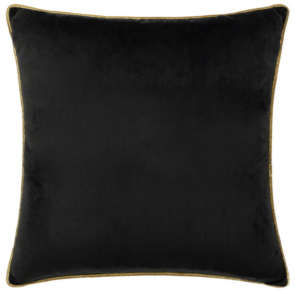 Meridian Velvet Feather Filled Cushion Black/Gold by Furn