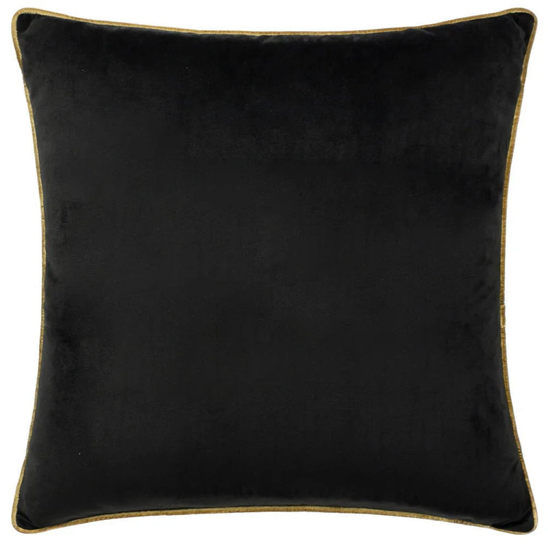Meridian Velvet Feather Filled Cushion Black/Gold by Furn