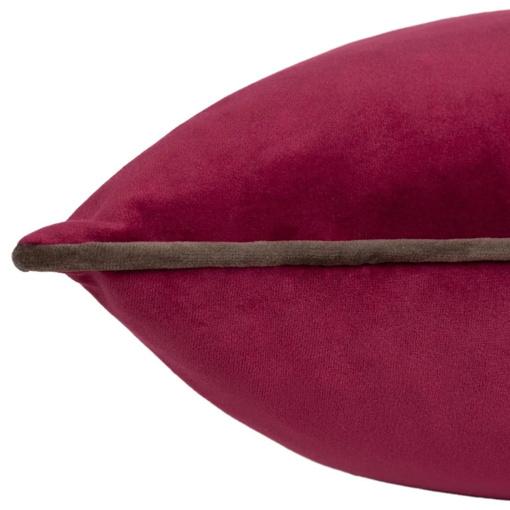 furn (Riva Home) Cushions Meridian Velvet Feather Filled Cushion Cranberry/Mocha by Furn