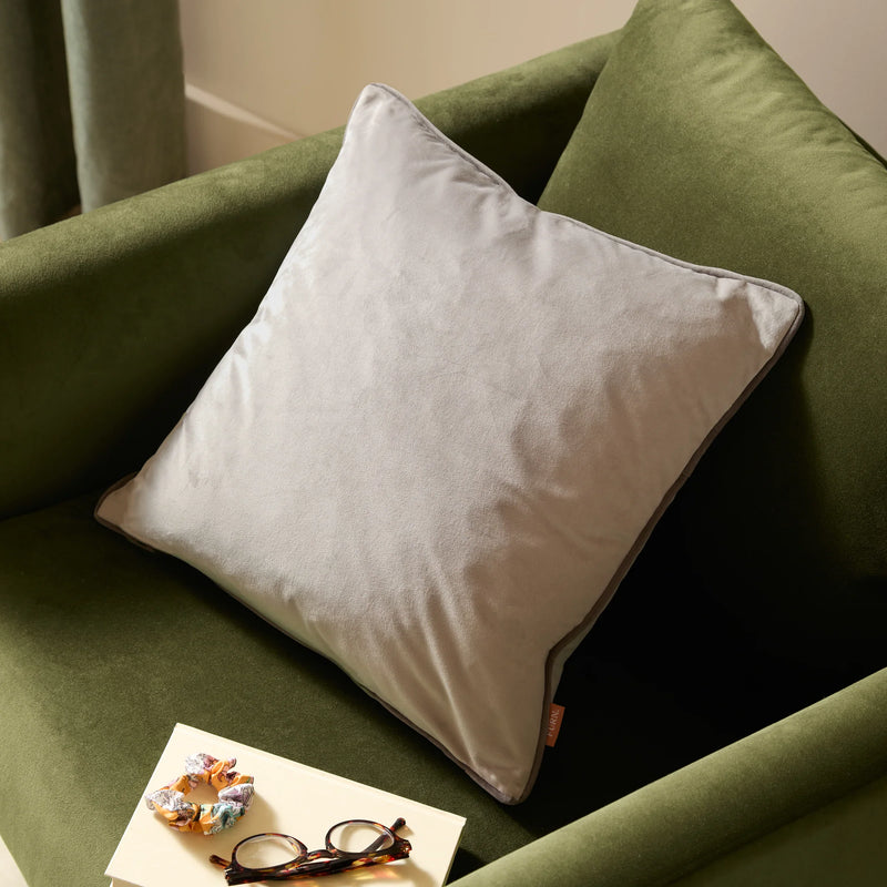 MERIDIAN VELVET FEATHER FILLED Dove / Charcoal CUSHION by Furn