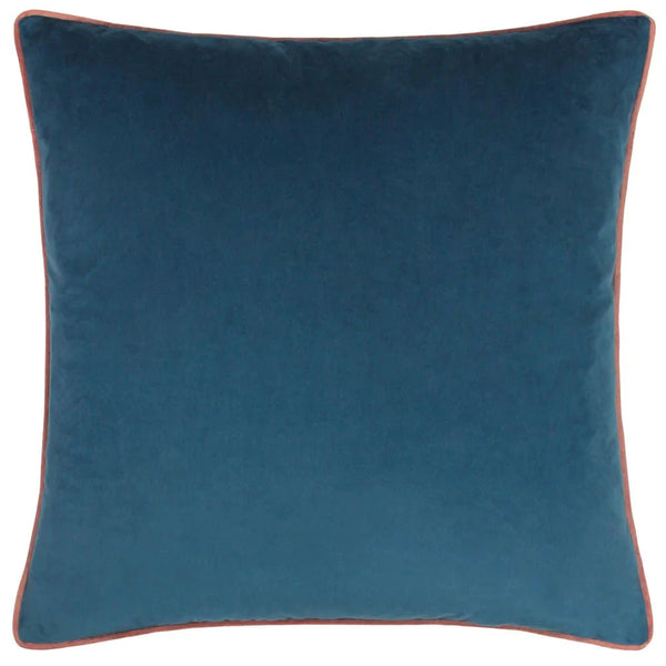 Meridian Velvet Feather Filled Cushion Petrol/Blush by Furn