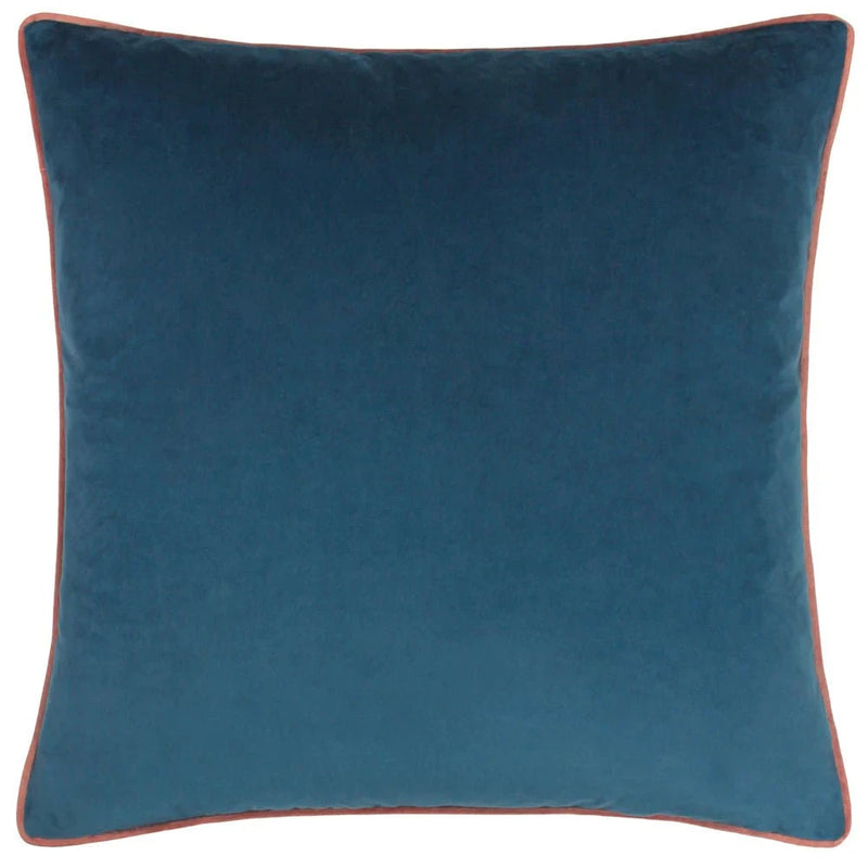 Meridian Velvet Feather Filled Cushion Petrol/Blush by Furn