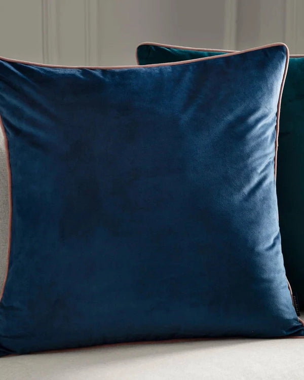 Meridian Velvet Feather Filled Cushion Petrol/Blush by Furn