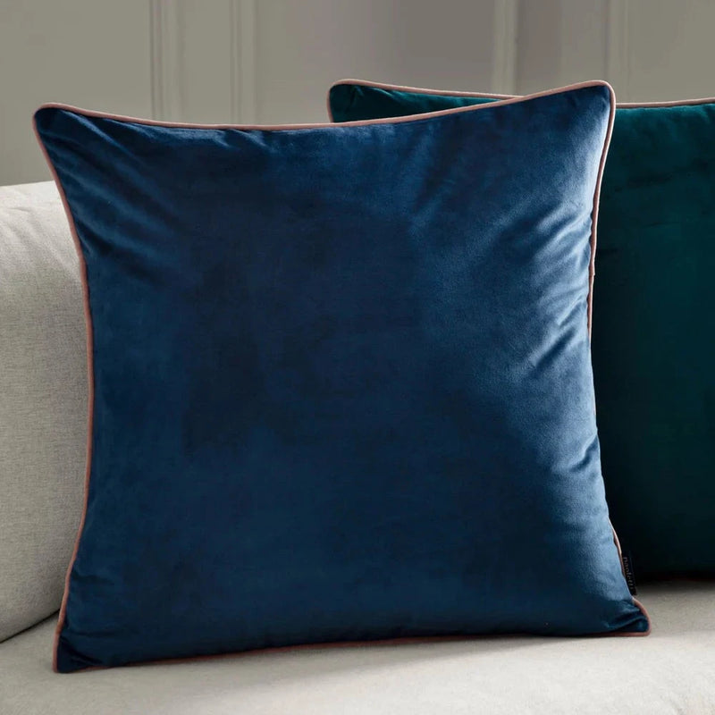 Meridian Velvet Feather Filled Cushion Petrol/Blush by Furn