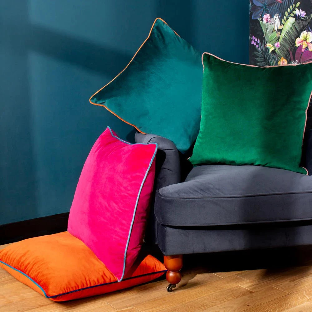 furn (Riva Home) Cushions Meridian Velvet Feather Filled Cushion Raspberry/Teal by Furn