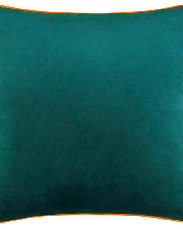 Meridian Velvet Feather Filled Cushion Teal/Clementine by Furn