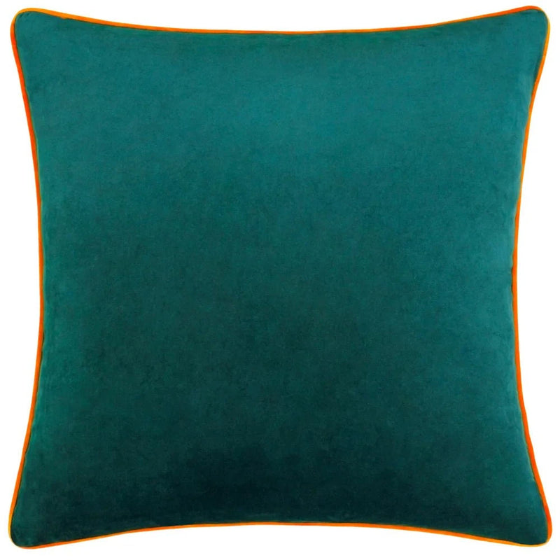 Meridian Velvet Feather Filled Cushion Teal/Clementine by Furn