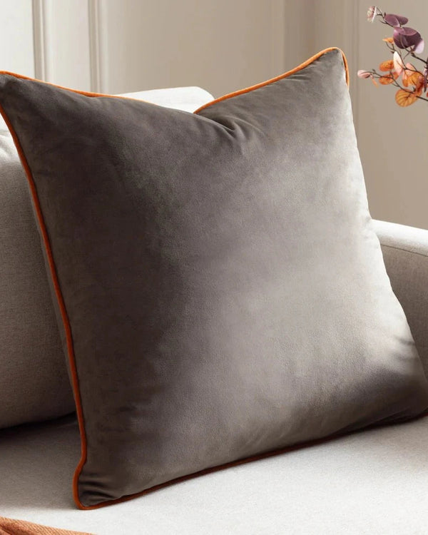 Meridian Velvet Feather Filled Cushion Pumpkin/Mocha by Furn