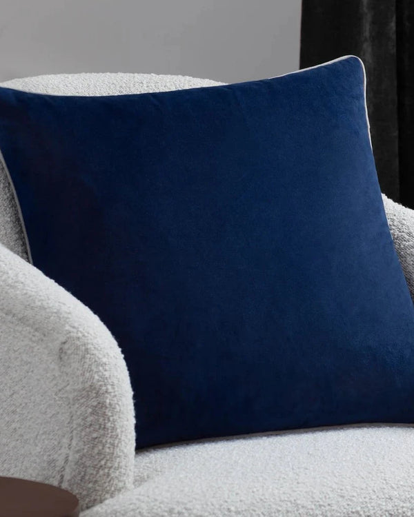 Meridian Velvet Feather Filled Cushion Navy/Silver by Furn