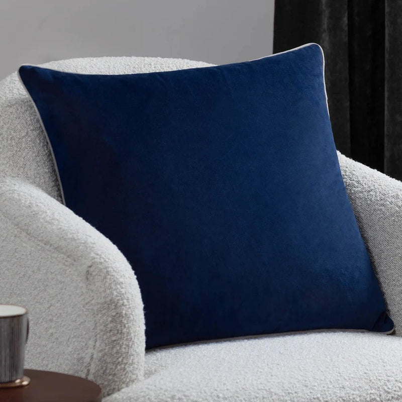 Meridian Velvet Feather Filled Cushion Navy/Silver by Furn