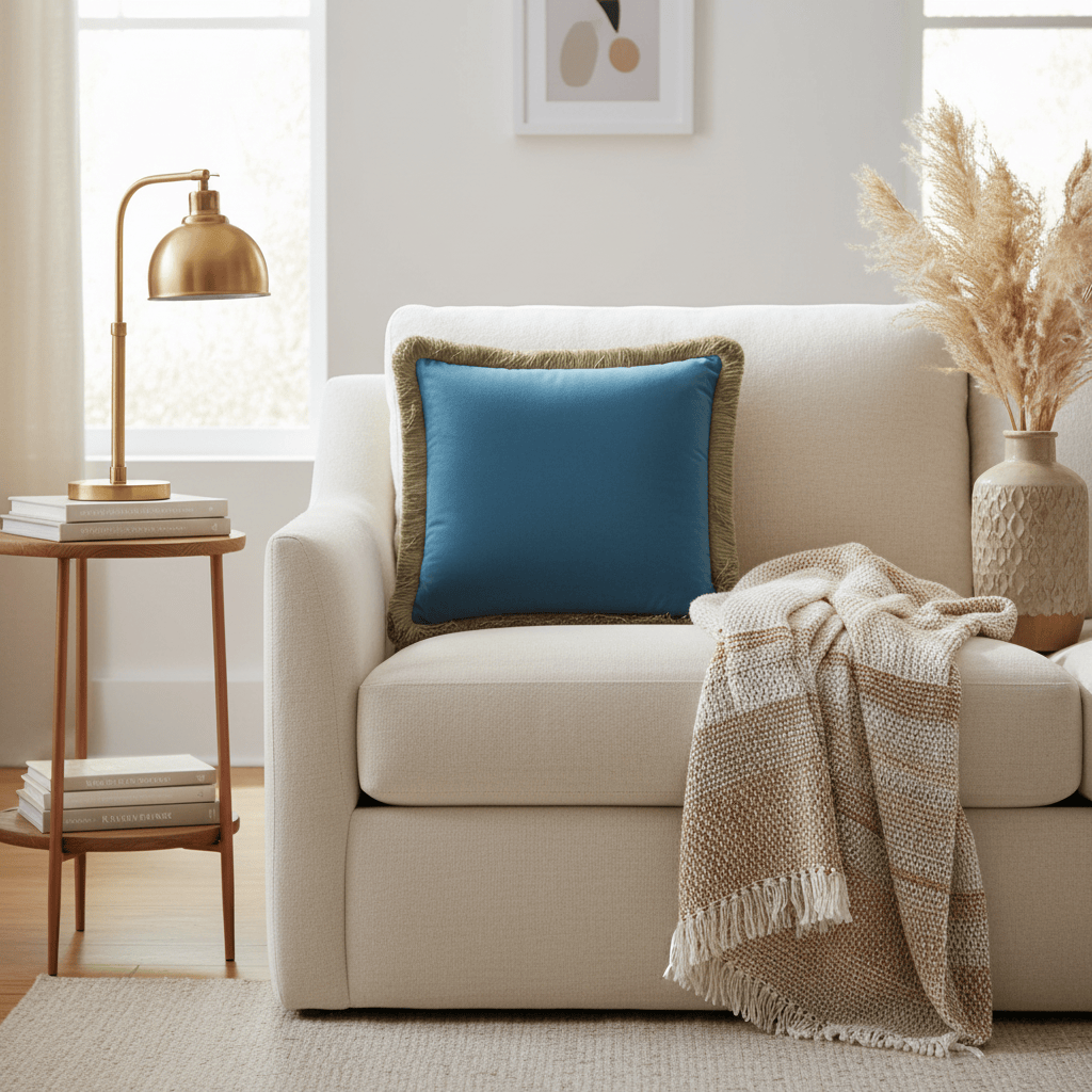 Furn (Riva Home) Cushions Petrol / Sage HALO FRINGED VELVET CUSHION by Furn