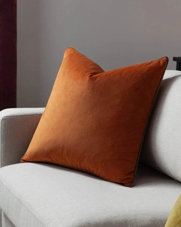 Meridian Velvet Feather Filled Cushion Pumpkin/Mocha by Furn