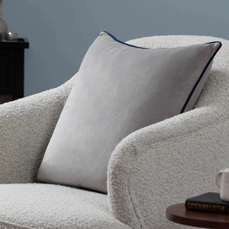 Meridian Velvet Feather Filled Cushion Navy/Silver by Furn