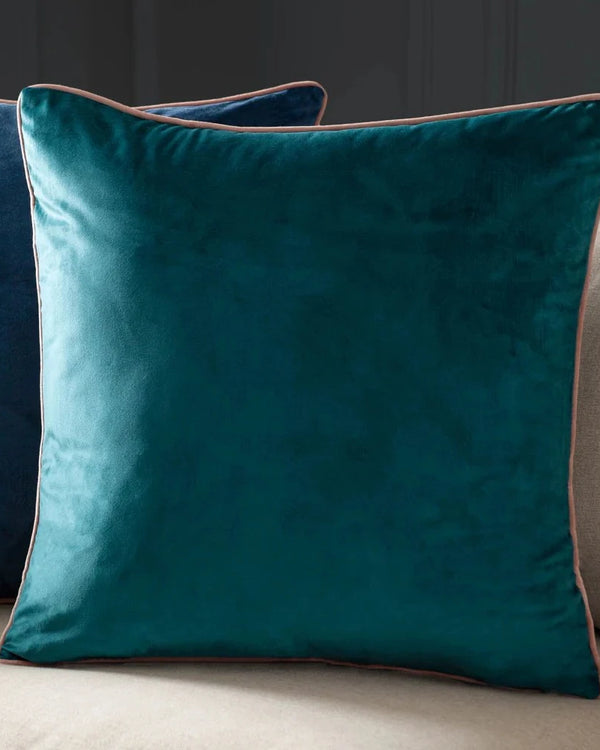 Meridian Velvet Feather Filled Cushion Teal/Blush by Furn