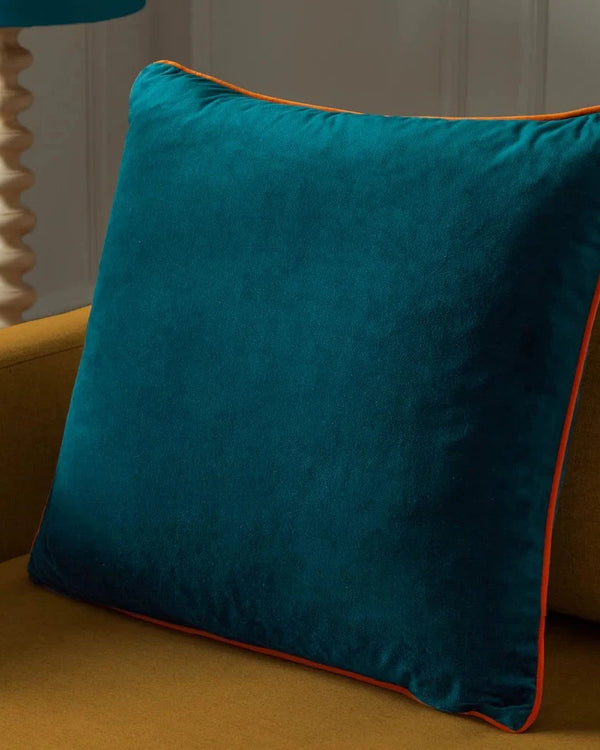 Meridian Velvet Feather Filled Cushion Tiger/Teal by Furn