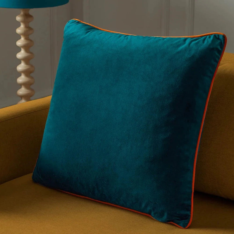 Meridian Velvet Feather Filled Cushion Tiger/Teal by Furn