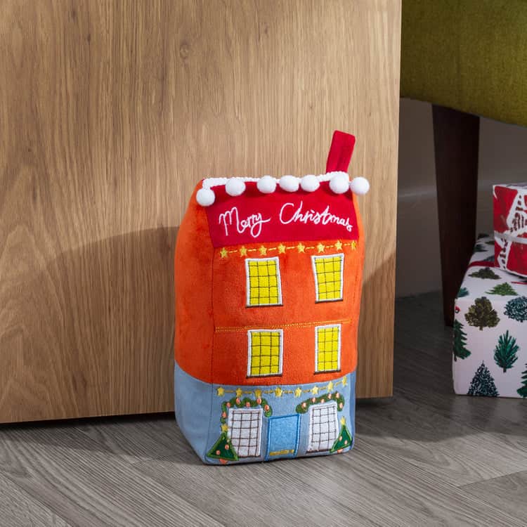 🏠 Christmas Spirit House Festive Door Stop – Multicolour