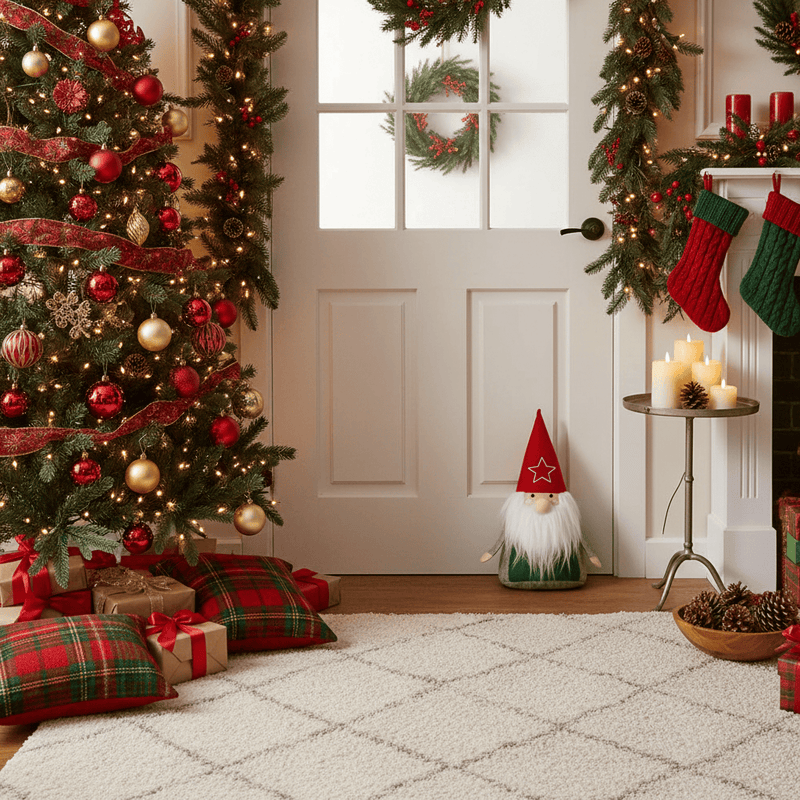🎅 Scandi Santa Festive Door Stop – Multicolour by Furn