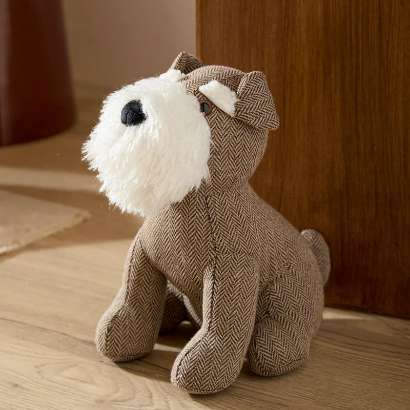 SCHNAUZER DOG HERRINGBONE DOOR STOP – BROWN by Furn