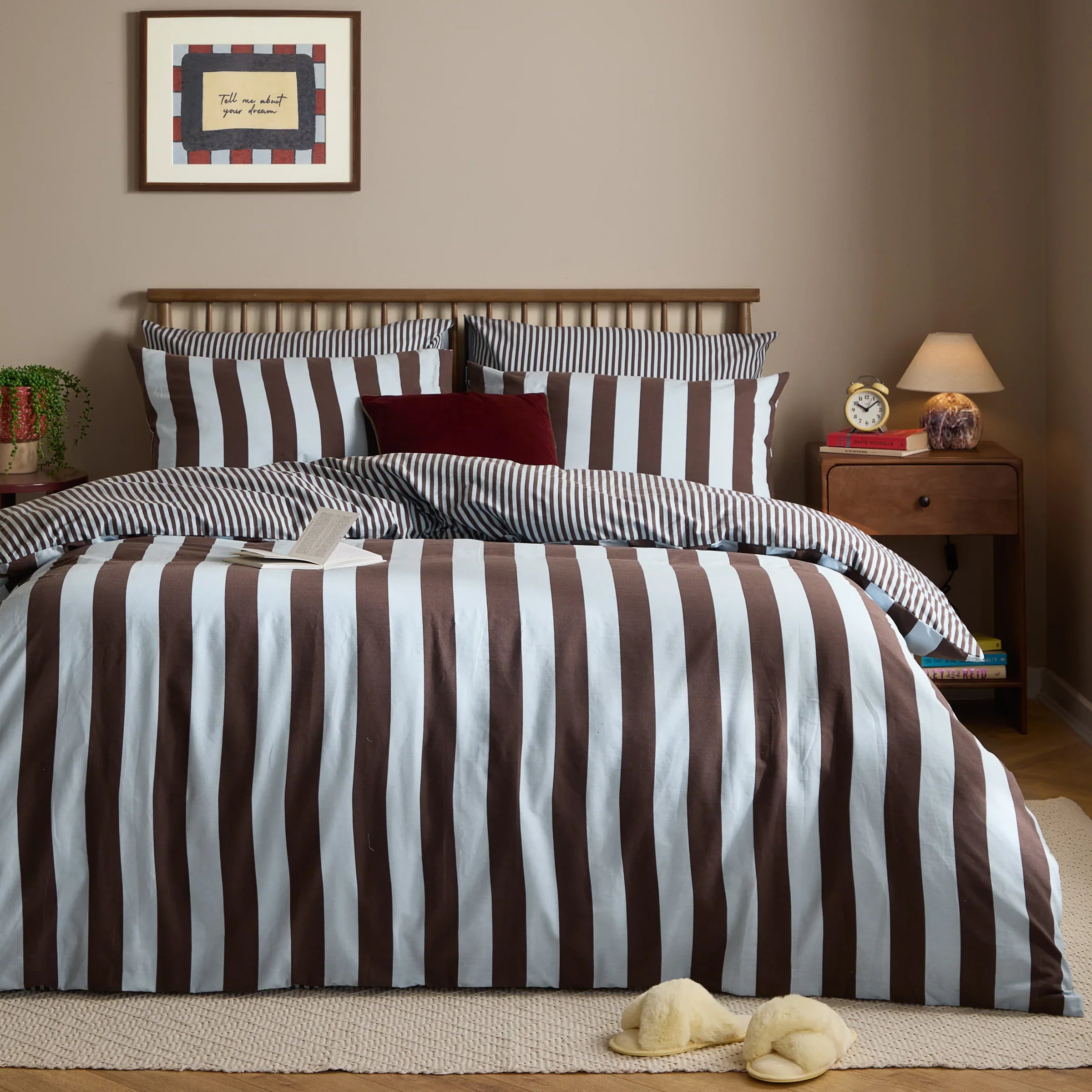 Furn (Riva Home) Duvet Cover set Blueberry Muffin / Single THE ULTIMATE STRIPE REVERSIBLE DUVET COVER SET by furn