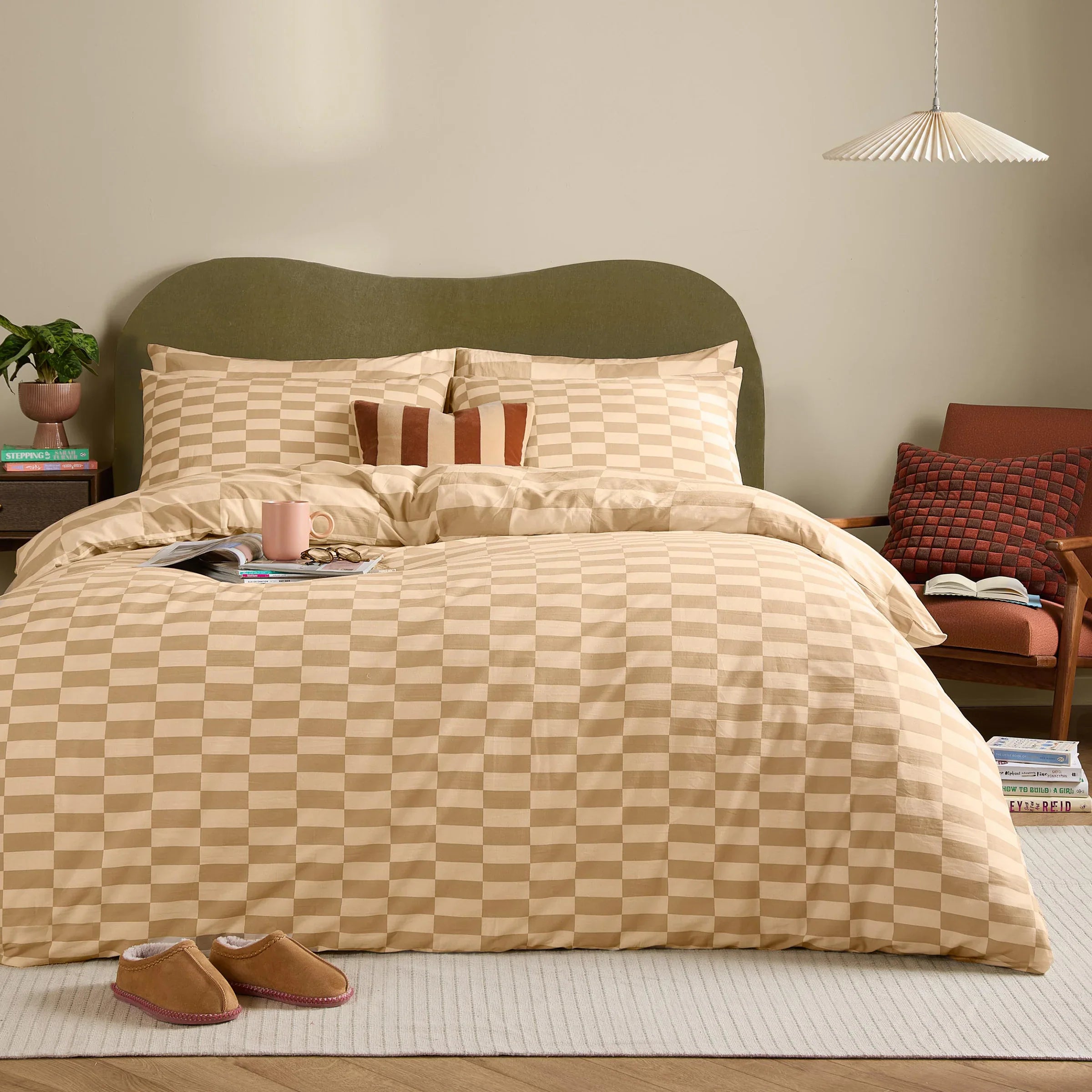 Furn (Riva Home) Duvet Cover set Caramel Latte / Single THE ULTIMATE CHECKERBOARD REVERSIBLE DUVET COVER SET by furn