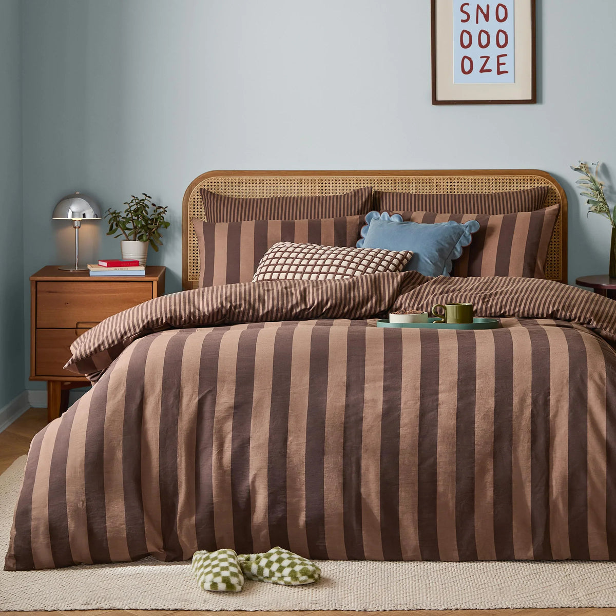 Furn (Riva Home) Duvet Cover set Chocolate Truffle / Single THE ULTIMATE STRIPE REVERSIBLE DUVET COVER SET by furn