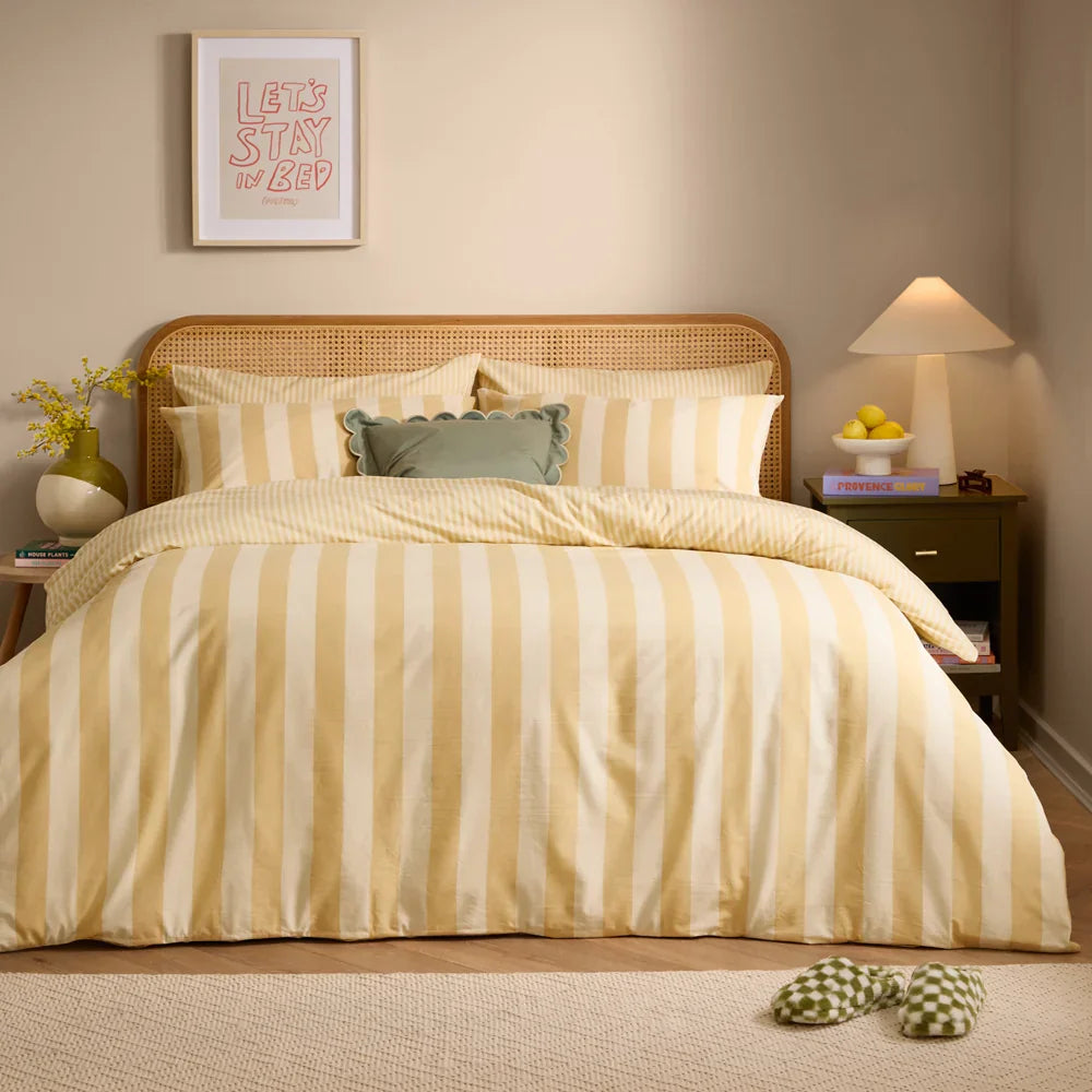 Furn (Riva Home) Duvet Cover set Custard Cream / Single THE ULTIMATE STRIPE REVERSIBLE DUVET COVER SET by furn