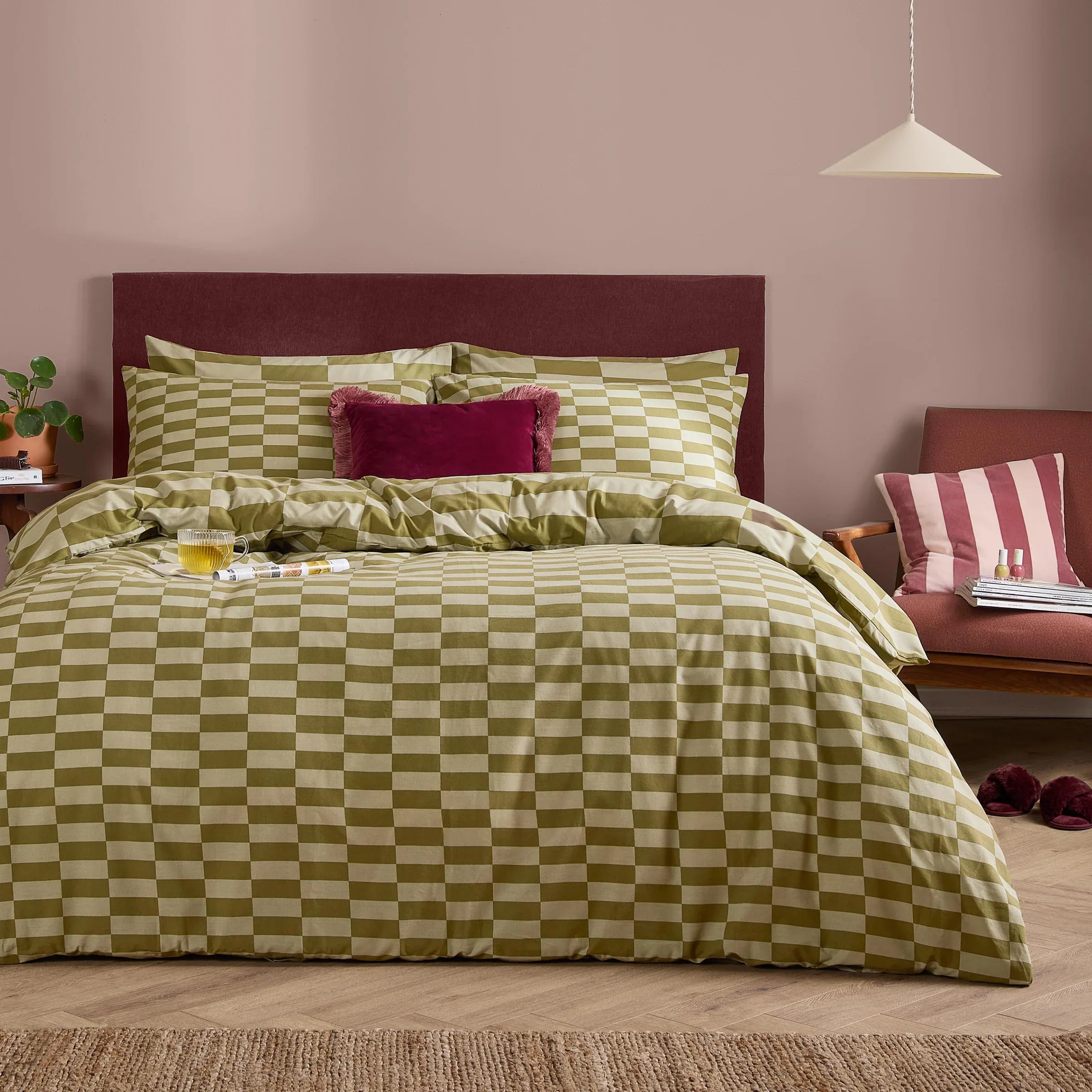 Furn (Riva Home) Duvet Cover set Green Tea / Single THE ULTIMATE CHECKERBOARD REVERSIBLE DUVET COVER SET by furn