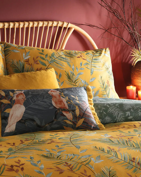 MAZARI EXOTIC JUNGLE DUVET COVER SET MUSTARD by furn
