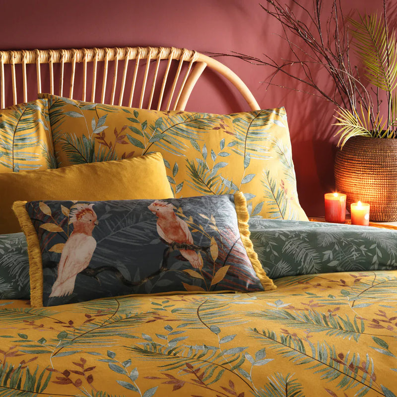 MAZARI EXOTIC JUNGLE DUVET COVER SET MUSTARD by furn