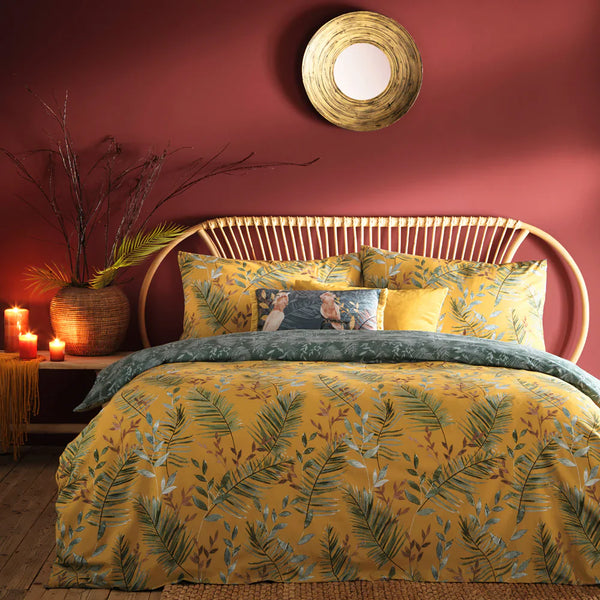 MAZARI EXOTIC JUNGLE DUVET COVER SET MUSTARD by furn