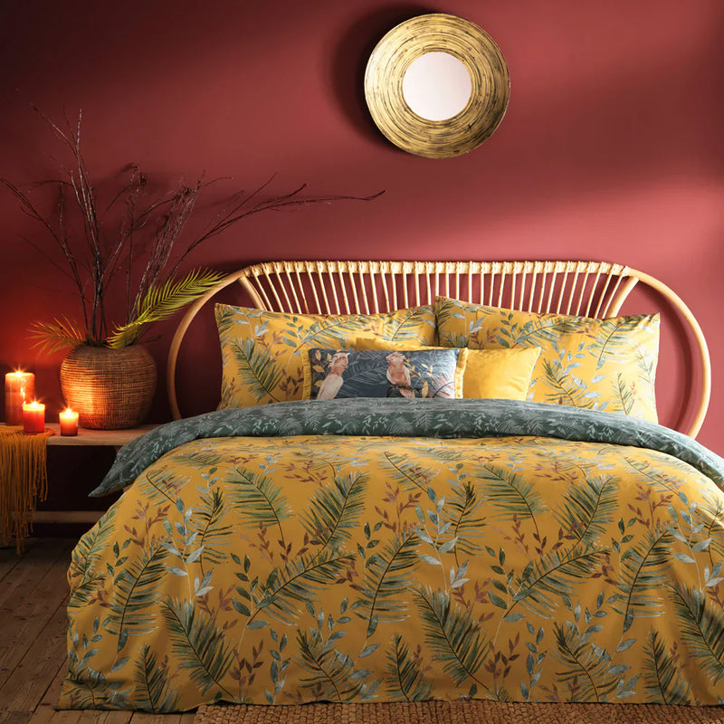 MAZARI EXOTIC JUNGLE DUVET COVER SET MUSTARD by furn