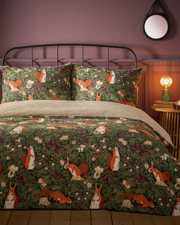 Pineberry Forest Woodland Duvet Cover Set Multicoloured by Furn