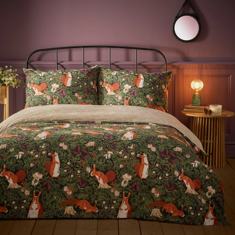 Pineberry Forest Woodland Duvet Cover Set Multicoloured by Furn