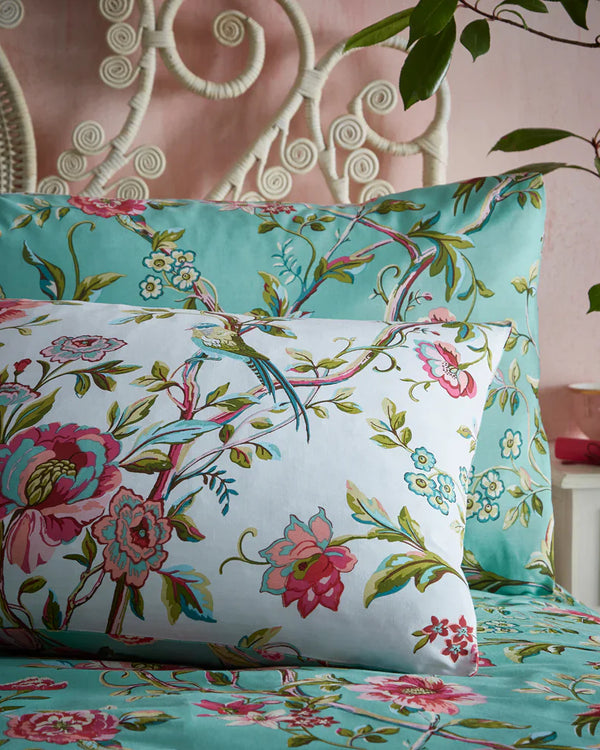 VINTAGE CHINOISERIE FLORAL EXOTIC DUVET COVER SET JADE by furn