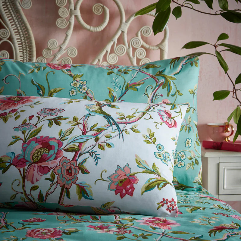 VINTAGE CHINOISERIE FLORAL EXOTIC DUVET COVER SET JADE by furn