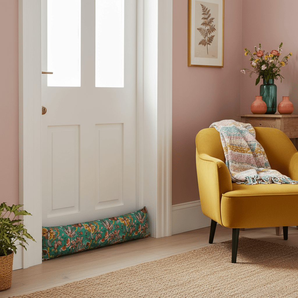 Furn (Riva Home) Interior Design Range VIRANAI EXOTIC FLORAL DRAUGHT EXCLUDER LAKE BLUE by Furn