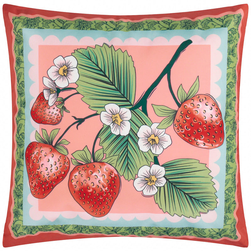ANEMONE STRAWBERRIES PRINTED OUTDOOR CUSHION MULTI by Furn