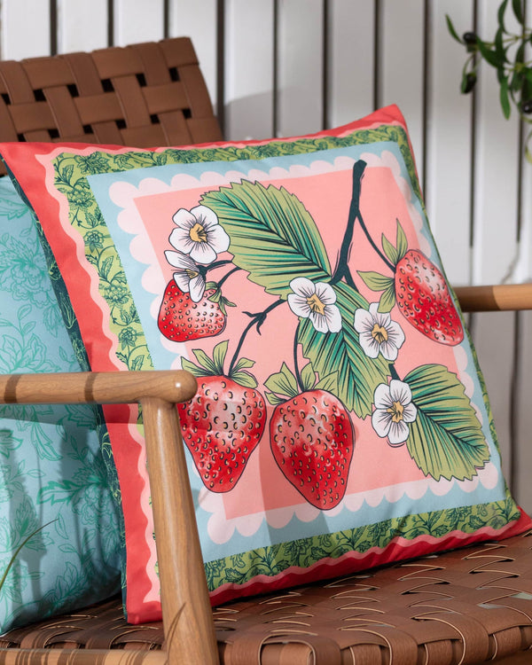 ANEMONE STRAWBERRIES PRINTED OUTDOOR CUSHION MULTI by Furn