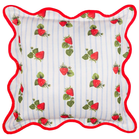 Furn (Riva Home) Outdoor Cushion FRUITS STRAWBERRIES STRIPED OUTDOOR CUSHION BLUE  by Furn