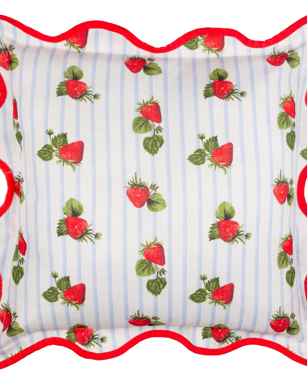 FRUITS STRAWBERRIES STRIPED OUTDOOR CUSHION BLUE  by Furn