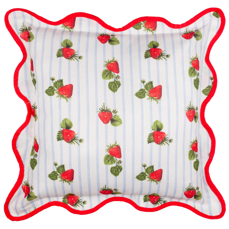 FRUITS STRAWBERRIES STRIPED OUTDOOR CUSHION BLUE  by Furn
