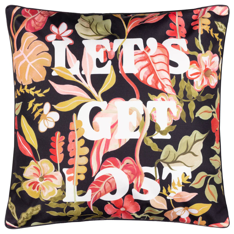 TROPICAL BLOOM LOST OUTDOOR CUSHION BLACK by Furn
