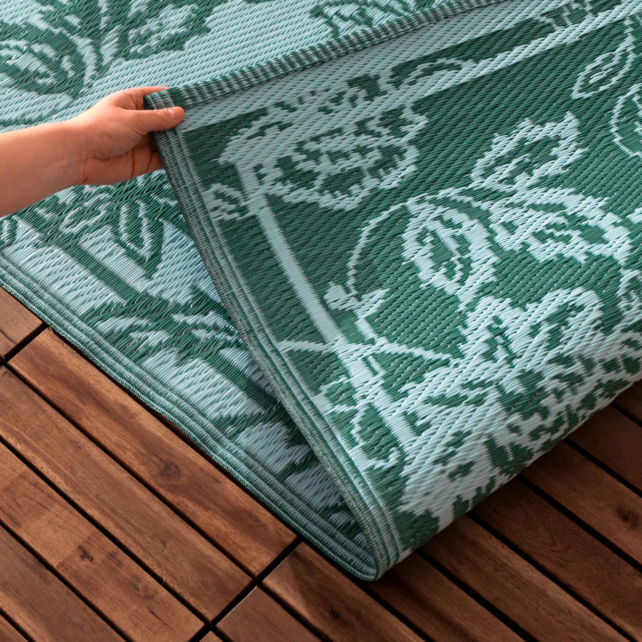 Furn (Riva Home) Outdoor Rugs Teal/Mineral ANEMONE WOVEN JACQUARD OUTDOOR RUG by Furn