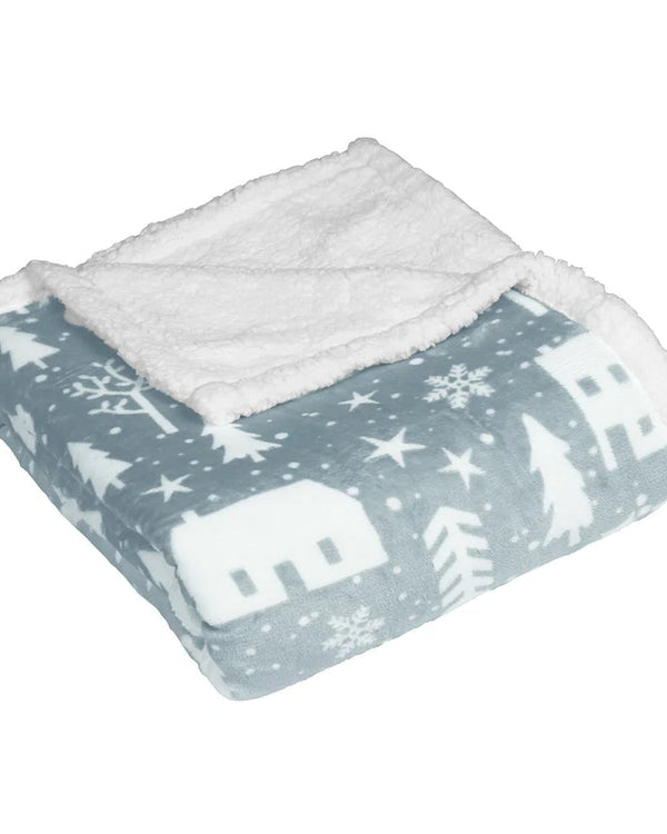 Winter Walk Fleece Throw Mist Blue by Furn