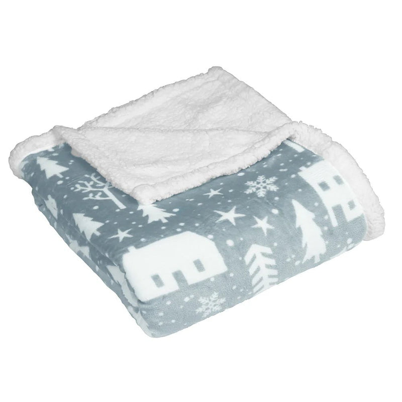 Winter Walk Fleece Throw Mist Blue by Furn