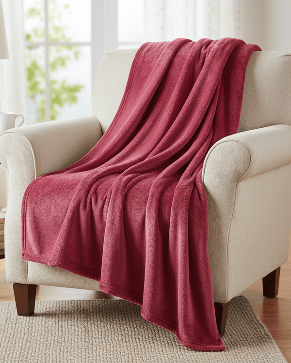 Harrow Fleece Throw Berry by Furn